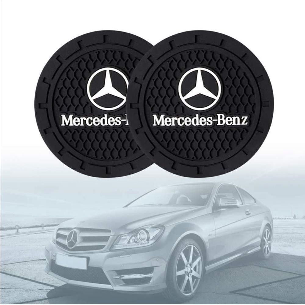 Mercedes Benz cup Coasters in black. Set of 2 NWT